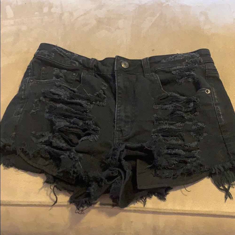 Black Distressed American Eagle Shorts